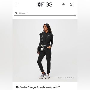 FIGS Rafaela Cargo ScrubJumpsuit Black Size M
